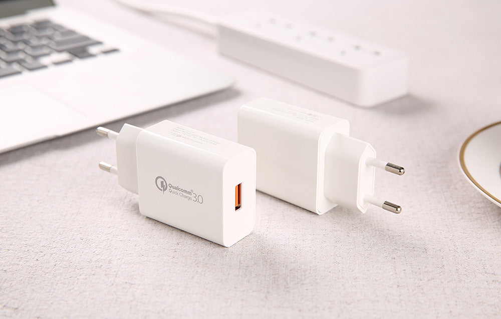 Foneng EU13 18W Fast Wall Charger + 3A Micro USB Cable – Quick Charge Adapter (White)