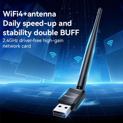 Yesido WiFi4 150Mbps Wireless USB Dongle with External Antenna – High-Speed WiFi Adapter