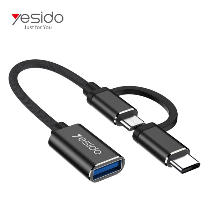 YESIDO GS02 2-in-1 Type-C/Micro to USB OTG Adapter Cable Connector