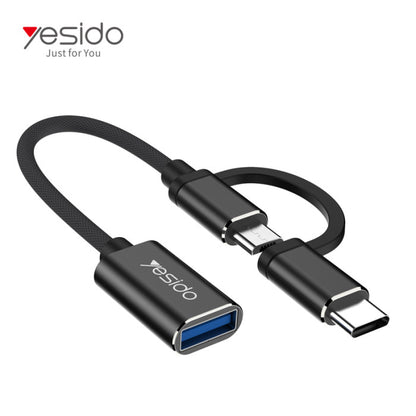 YESIDO GS02 2-in-1 Type-C/Micro to USB OTG Adapter Cable Connector