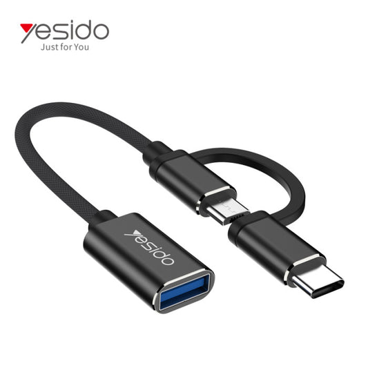 YESIDO GS02 2-in-1 Type-C/Micro to USB OTG Adapter Cable Connector