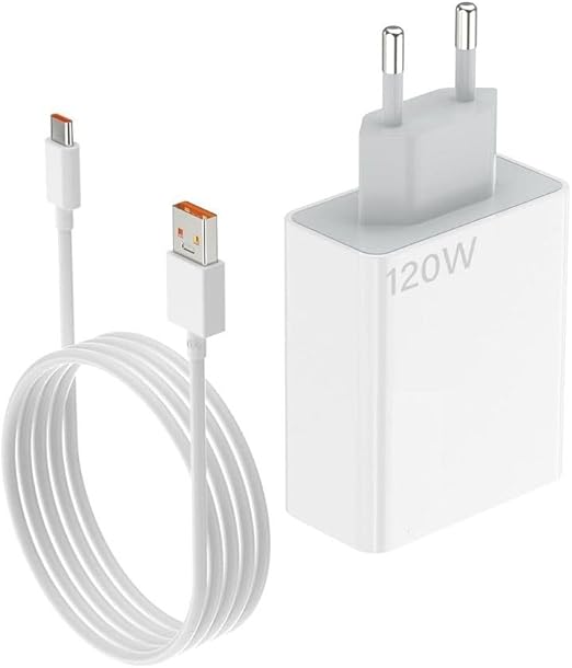 120W USB-C Fast Charger with Power Cable – EU Wall Adapter (White)