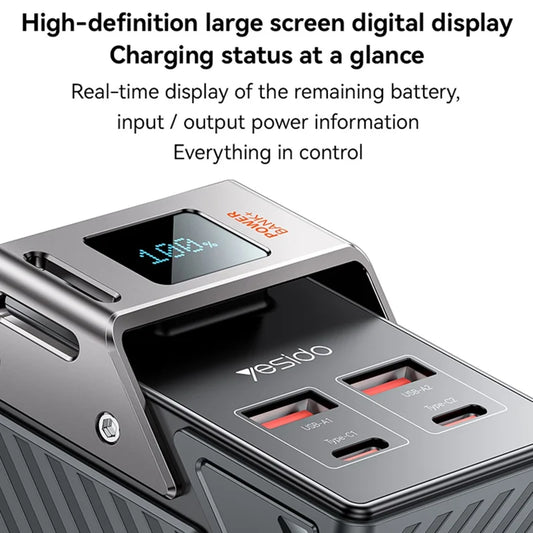 YP62 30000mAh Power Bank | 20W PD + 22.5W SCP Fast Charging | Multi-Port High-Speed Portable Charger | HD Display