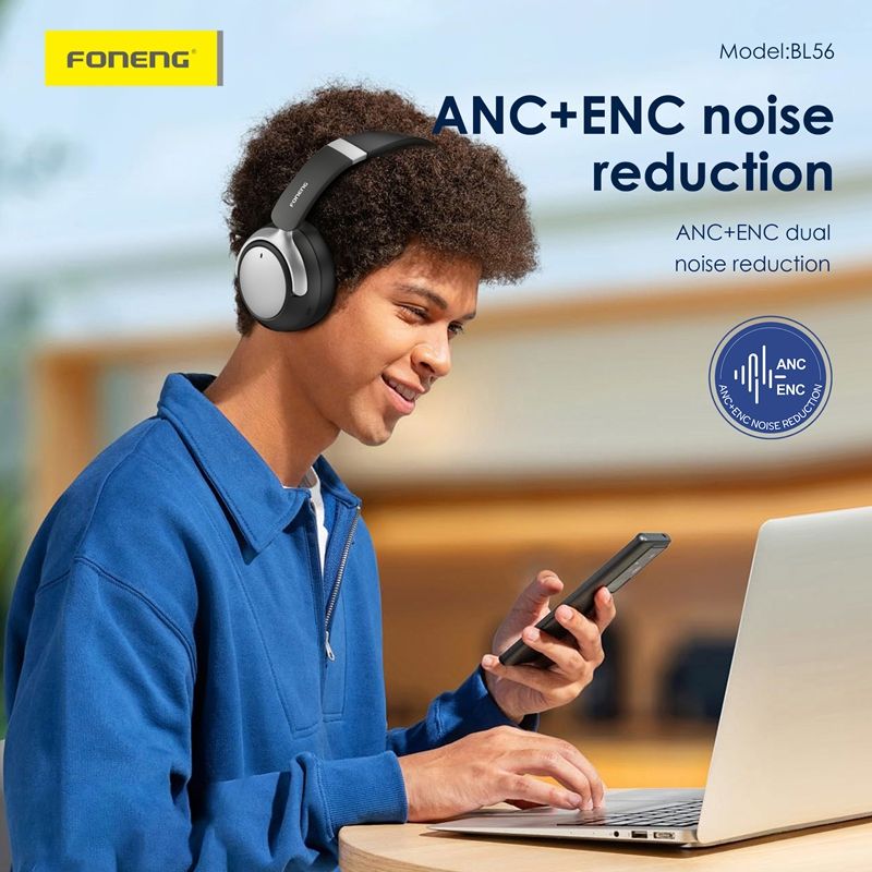FONENG BL56 ANC+ENC Wireless Headphones – Foldable Over-Ear Headset