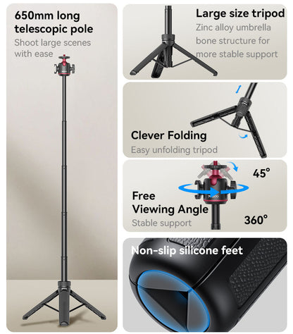 Yesido SF26 Extendable 5-Section Tripod Stand with Ball Head & Cold Shoe Mount