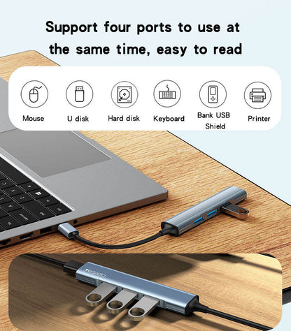 Yesido HB17 4-in-1 Type-C Hub Adapter | Multifunctional USB Docking Station