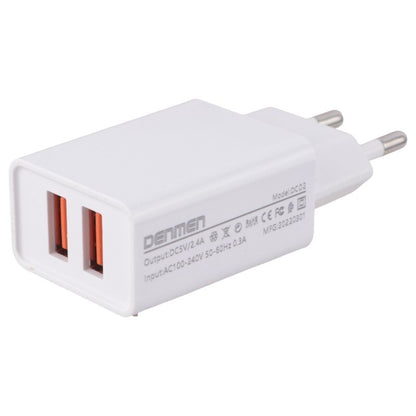 Dual Fast Charger DC02 – 2 USB Ports | 2.1A + QC 3.0 | Ultra-Fast Wall Adapter (White)