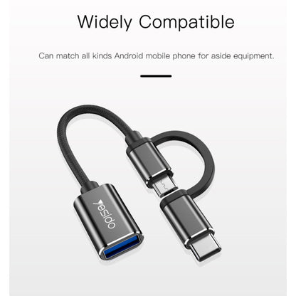 YESIDO GS02 2-in-1 Type-C/Micro to USB OTG Adapter Cable Connector
