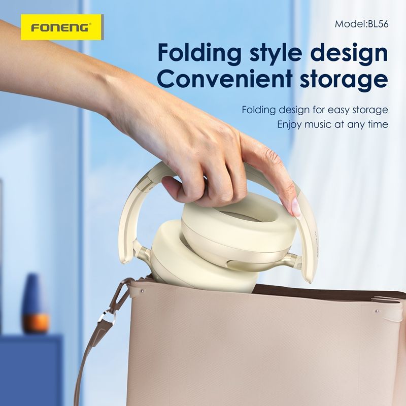 FONENG BL56 ANC+ENC Wireless Headphones – Foldable Over-Ear Headset