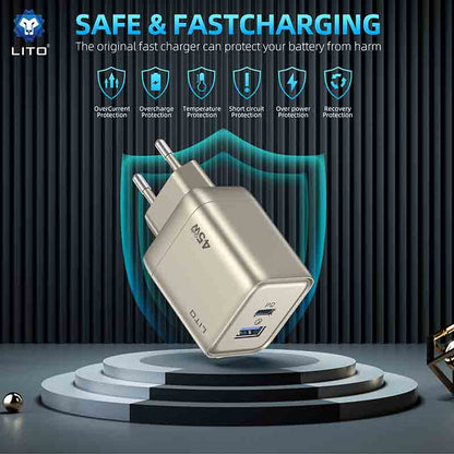 LITO LC05 GaN 45W Fast Charger | Type-C PD Quick Charge Adapter | Compact High-Speed Phone Charger