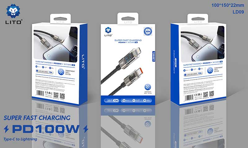 LITO LD09 PD 100W Fast Charging Cable – Type-C Power Delivery with LED Watt Display