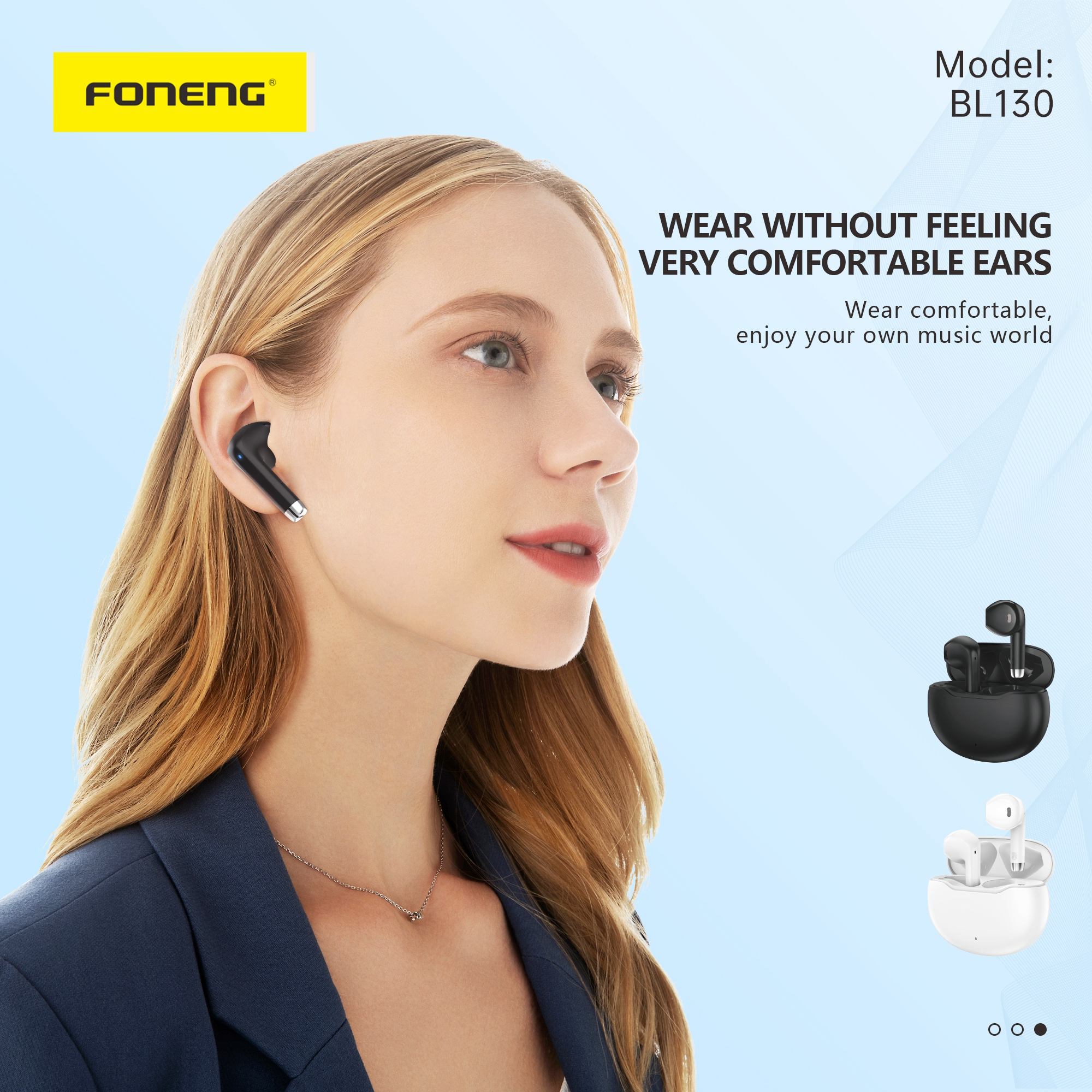 Foneng BL130 TWS Wireless Earphones – Deep Bass, Smart Touch, Long Battery Life (Black)