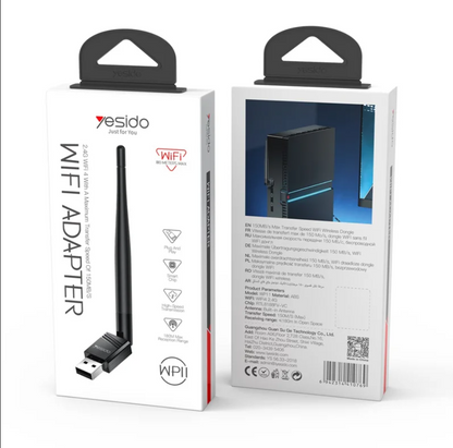 Yesido WiFi4 150Mbps Wireless USB Dongle with External Antenna – High-Speed WiFi Adapter