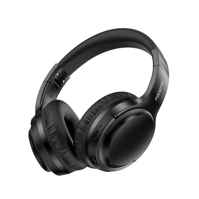 Foneng Folding Headset – 30H Battery Life, Wireless Bluetooth, Foldable Design (Black)