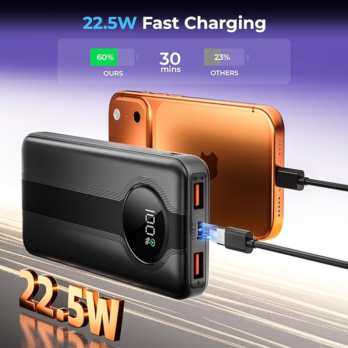 Lito 10000mAh Power Bank – Fast Charging with LCD Display & Dual USB Ports